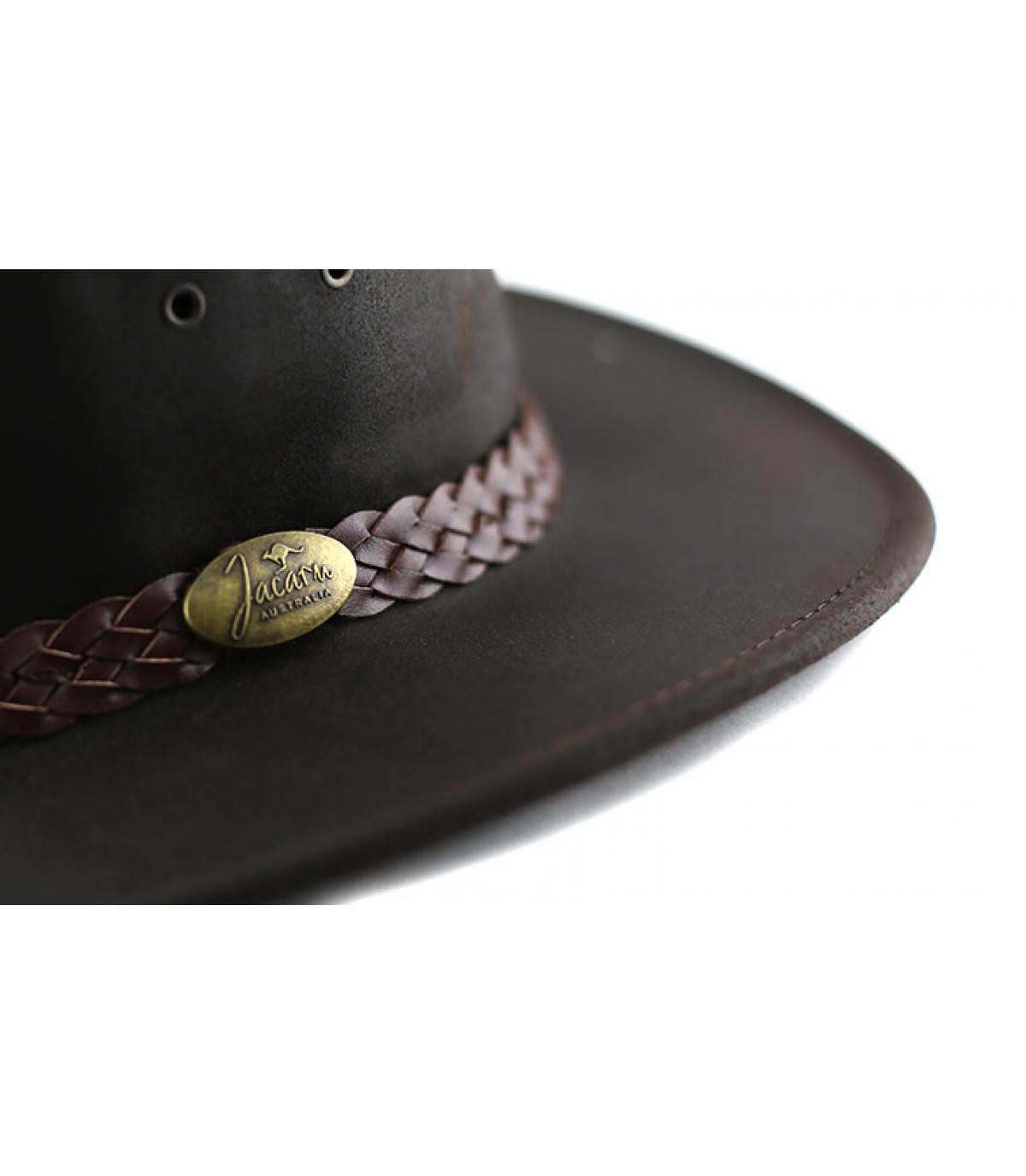 brown oiled leather hat